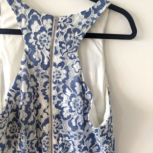 Blue and white lace,fully lined racer back dress